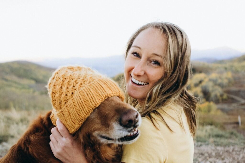 dog owner holding their dog, 